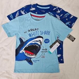 HOLLYWOOD Kids 2pc Short-Sleeve T-Shirt Set Sharks, Blue, Size 7
